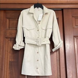 Women's Cream Belted Jacket
